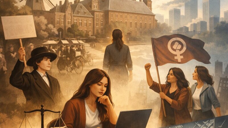 Krantenartikel over vrouwenemancipatie in Nederland: geschiedenis en actuele strijd